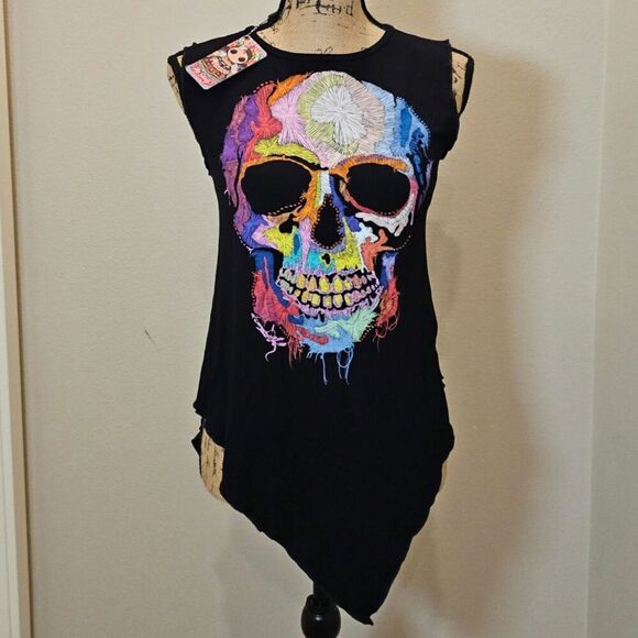 NWOT Ayguey Women's Sleeveless Asymmetric Top Size XS - Picture 1 of 6